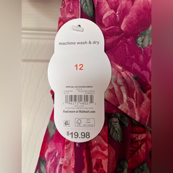 Wonder Nation NWT Dress Size 12 Special Occasion Rose and Peony Pattern - Picture 3 of 3